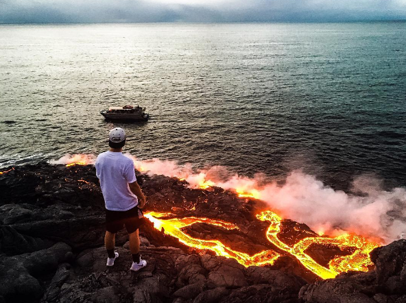 lava flow big island ocean