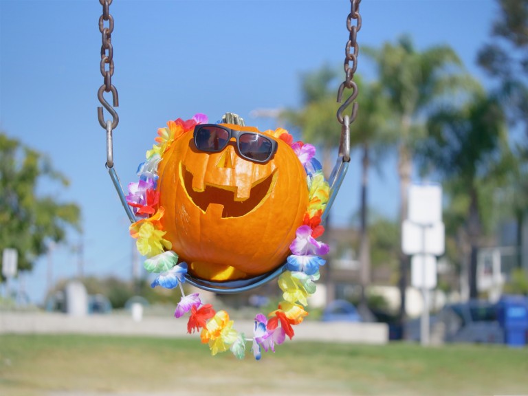 Happy Halloween Pumpkin On The Swing