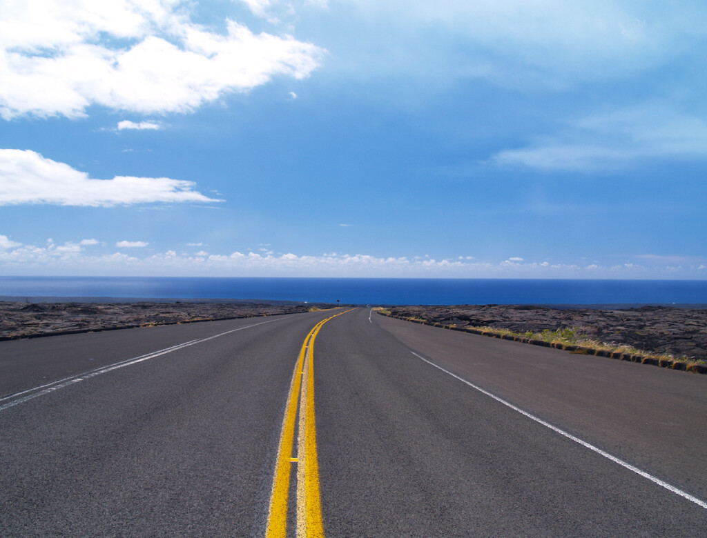 Chain Of Craters Road And Sea At Kilauea,hawaii