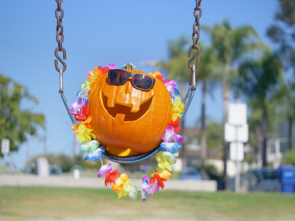 Happy Halloween Pumpkin On The Swing